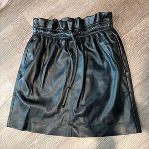 Express Black Faux Leather Paperbag Mini Skirt